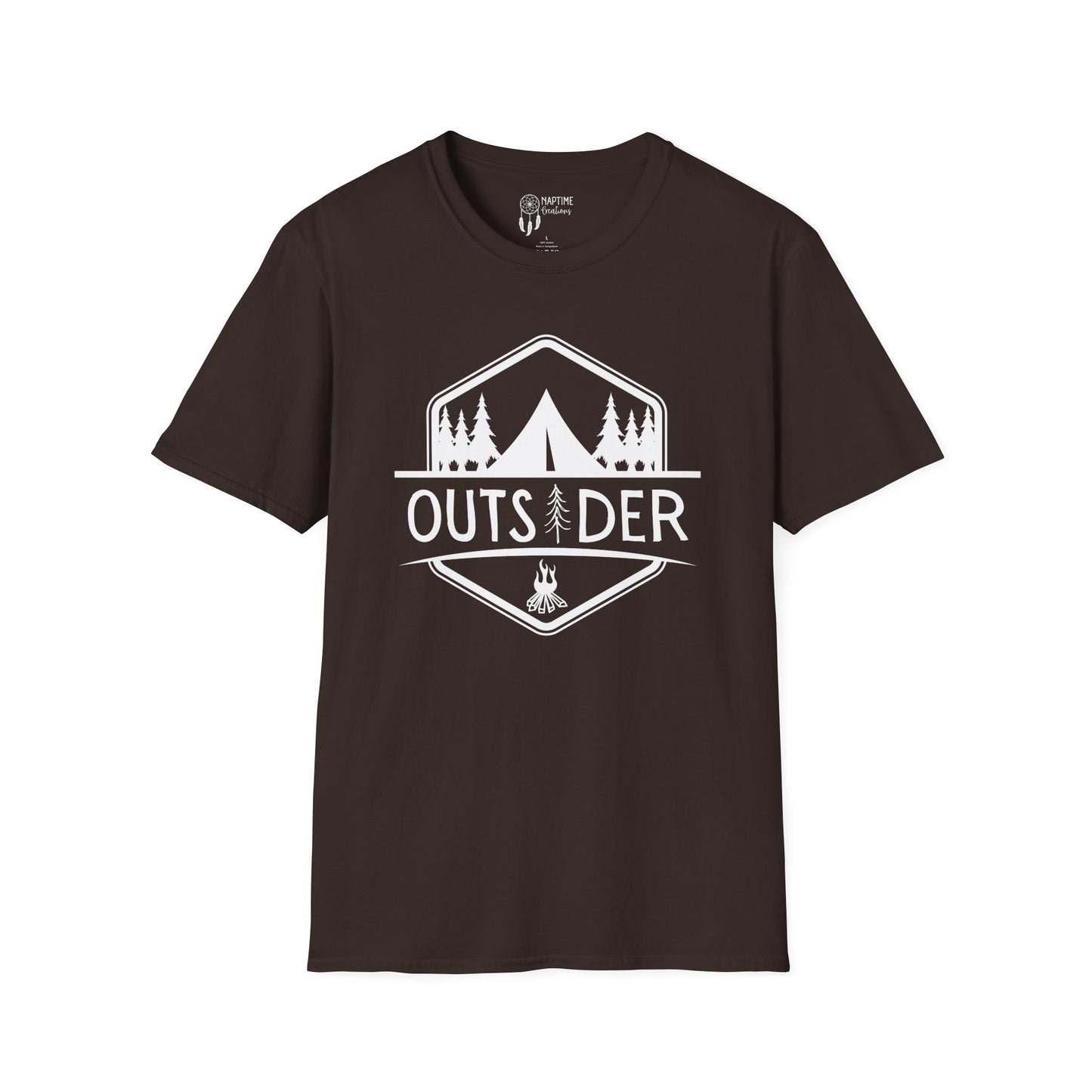 Unisex Softstyle T-Shirt - 'OUTSIDER' Camping Adventure Tee