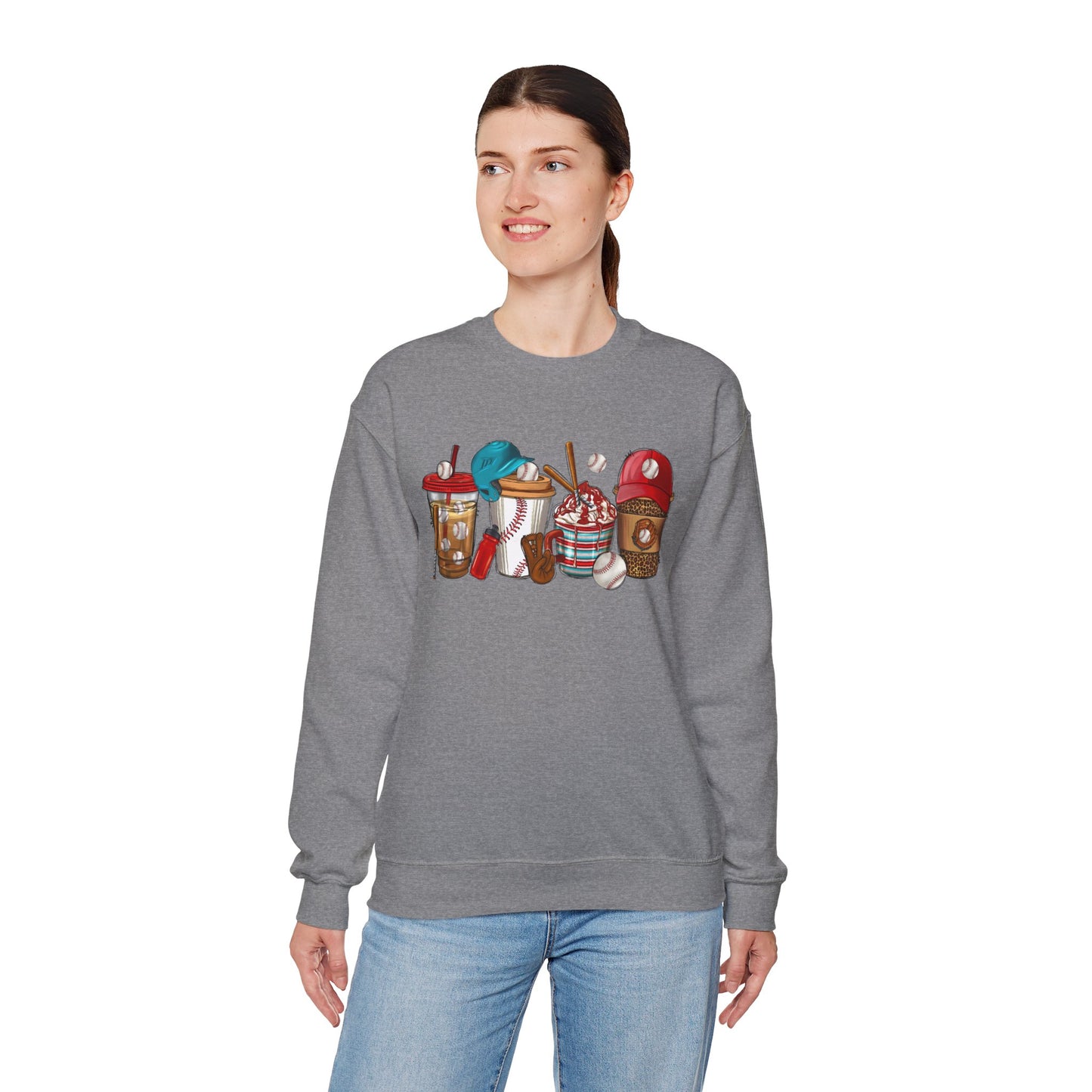 Cool Treats Baseball Unisex Crewneck Sweatshirt - Baseball Drinks Design