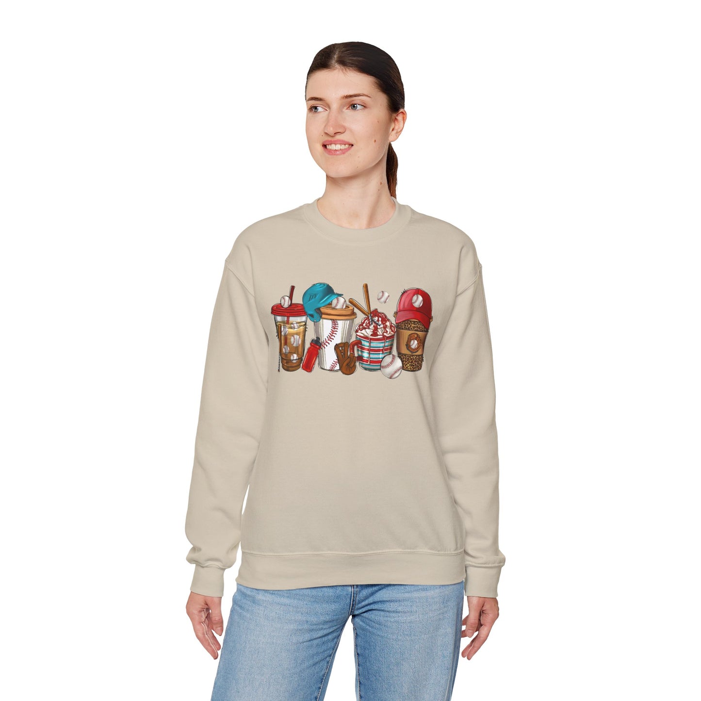 Cool Treats Baseball Unisex Crewneck Sweatshirt - Baseball Drinks Design