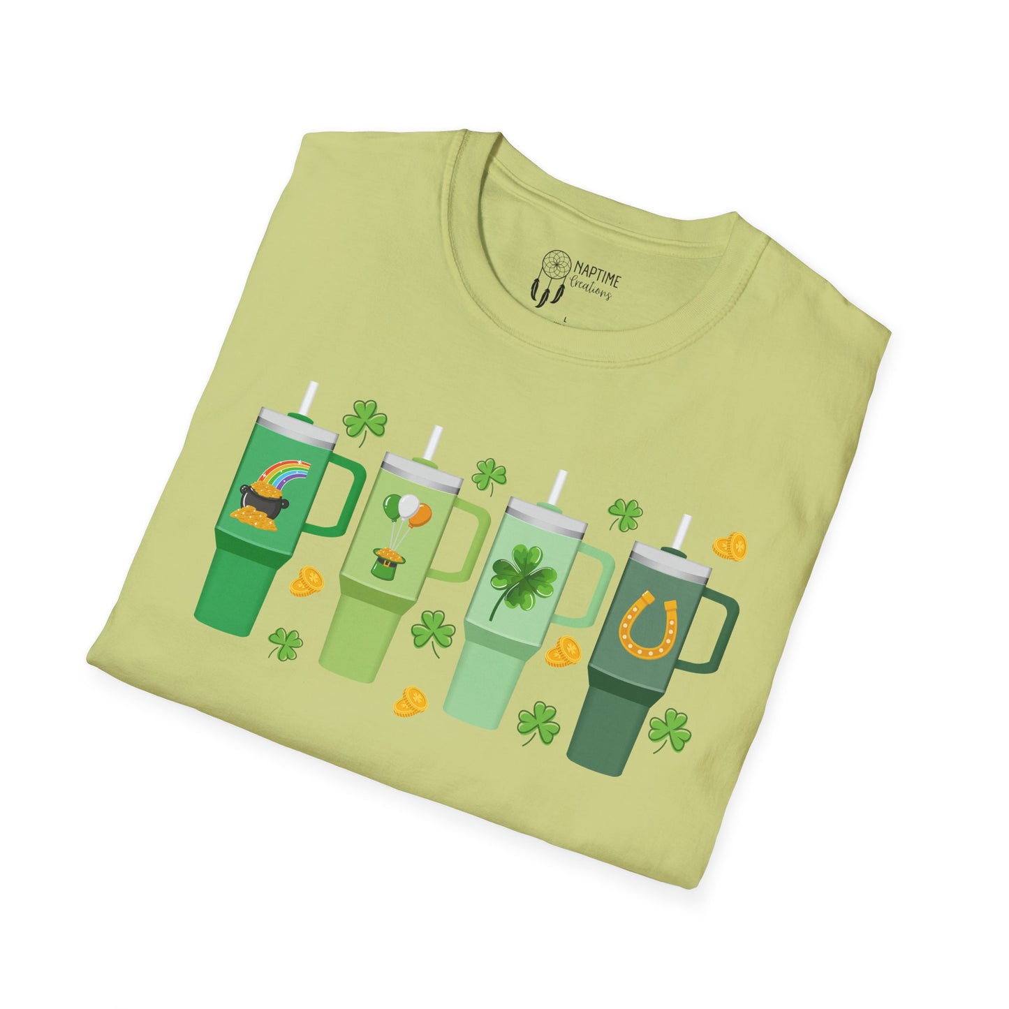 St. Patrick's Day Unisex Softstyle T-Shirt with Fun Shamrock Designs