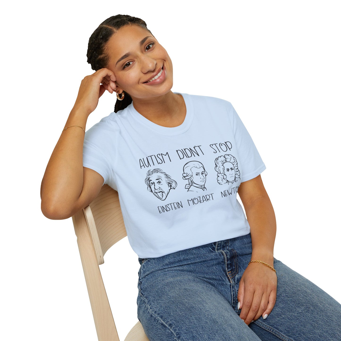 Autism Awareness Unisex Softstyle T-Shirt | Einstein, Mozart, Newton Design