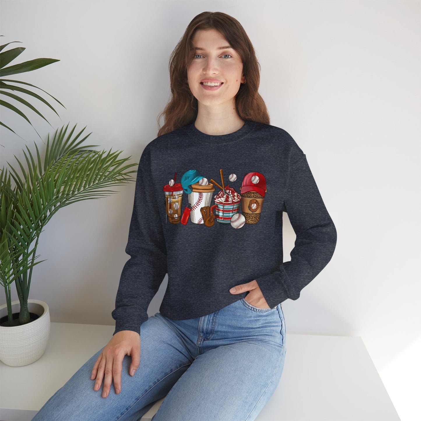 Cool Treats Baseball Unisex Crewneck Sweatshirt - Baseball Drinks Design