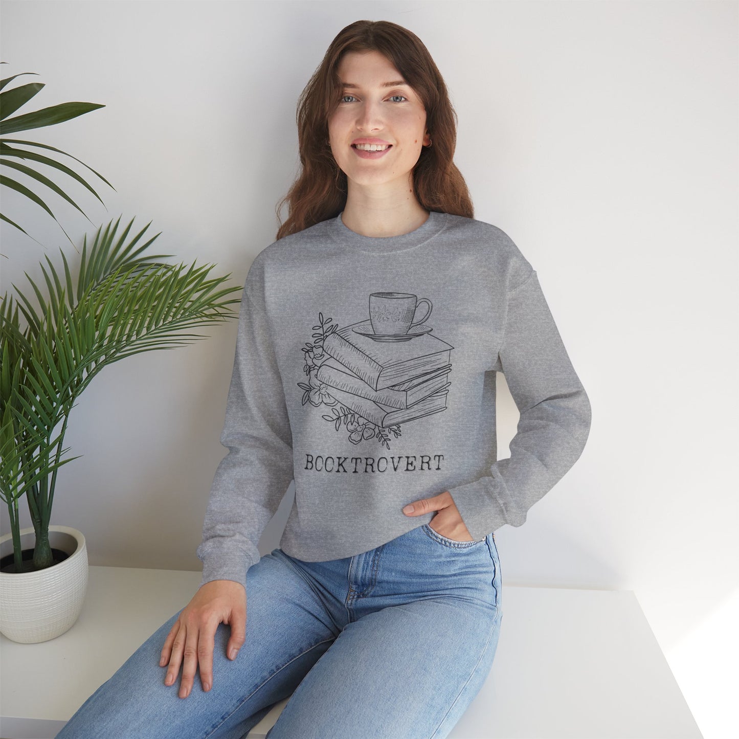 Book Lover's Cozy Crewneck Sweatshirt - Perfect Gift for Introverted Book Lover